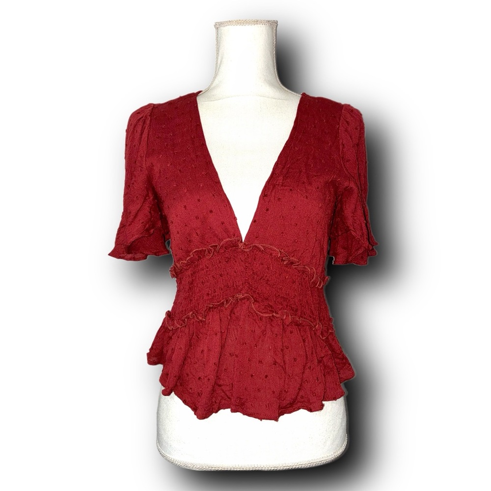 NWT Burnt Orange Flutter-Sleeve Cottagecore Boho Top Fall Color Palette